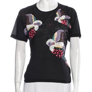Alice McCall Black Sequin Graphic Fitted T-Shirt